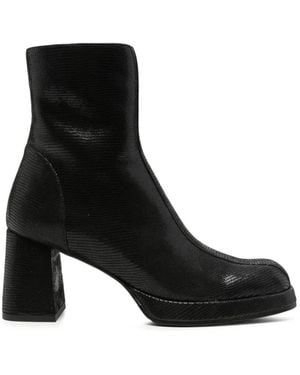 Chie Mihara Kanna49 Lizard-Effect Platform Ankle Boots - Black