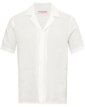 Orlebar Brown Linen Short-Sleeve Button-Down Shirt - White