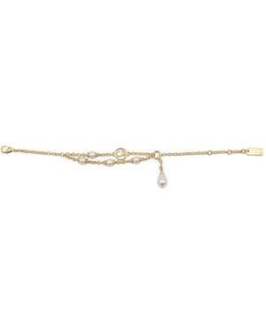 Chloé Pulsera Con Logo Y Perla - Blanco