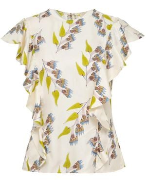 Ulla Johnson Botanical Ruffled Top - White