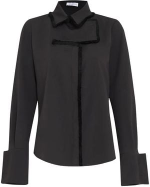 Gloria Coelho Destroyed Thai De Melo Fringe-Trim Shirt - Black