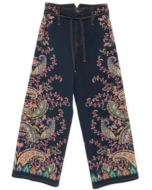 Etro Vaqueros Con Estampado De Cachemira - Azul