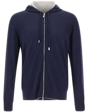 Eleventy Hoodie Zippé À Lien De Resserrage - Bleu