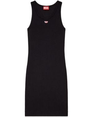 DIESEL Fitted Short Dress With Logo - Black
