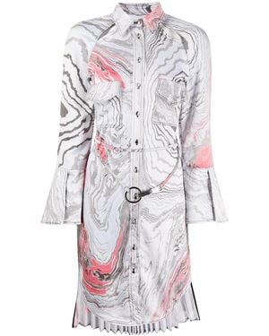 Thebe Magugu Suminagashi Tie-Dye Print Shirt Dress - White
