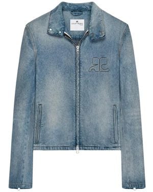 Courreges Silk-Nylon Denim Jacket - Blue