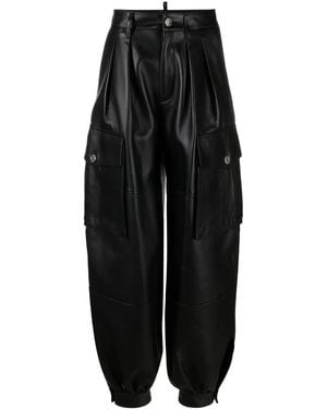 DSquared² Leather Cargo Trousers - Black