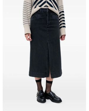 BOSS Split Denim Midi Skirt - Black