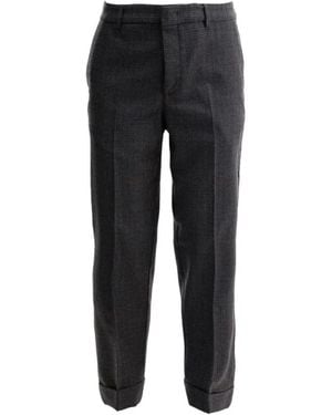 Cruna Houndstooth Turn-Up Trousers - Black