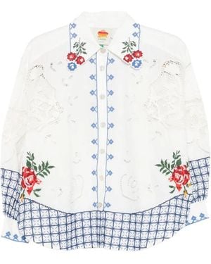 FARM Rio Richelieu Embroidered Broderie Anglaise Top - White