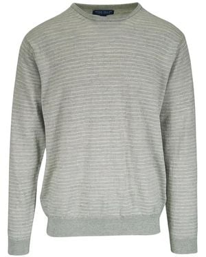 Peter Millar Striped Crew-Neck Jumper - Grey