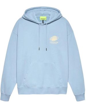 New Amsterdam Logo-Print Drawstring-Fastening Hoodie - Blue