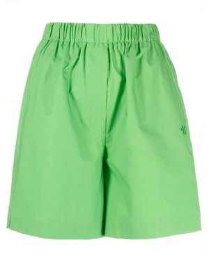 Nanushka Elasticated-Waistband Cotton Shorts - Green