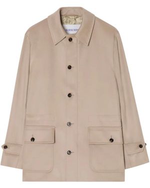 Burberry Short Cashmere Scafell Car Coat - Natural