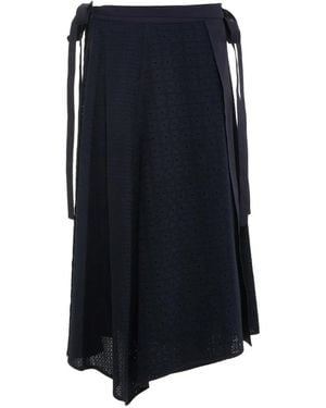 3.1 Phillip Lim Broderie-Anglaise Asymmetric Midi Skirt - Blue
