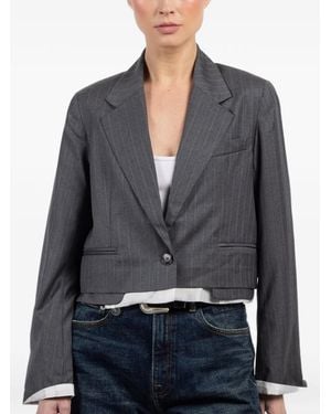 WE-AR4 The Cocktail Pinstripe-Pattern Cropped Jacket - Grey