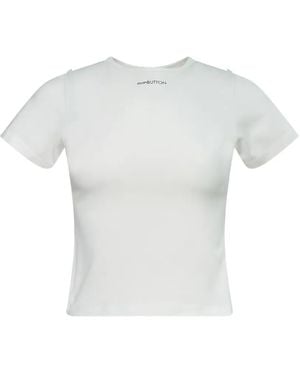 Pushbutton Logo-Print Cropped T-Shirt - White