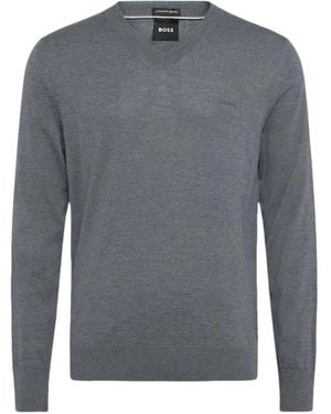 BOSS V-Neck Sweater - Gray