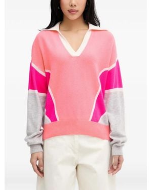 From Future Colour-Block Polo-Collar Sweater - Pink