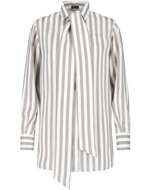 Kiton Striped Bow Blouse - White