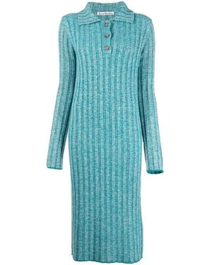 Acne Studios Ribbed Midi Polo Dress - Blue