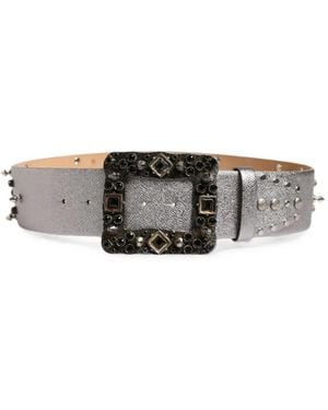 Dolce & Gabbana Crystal-Embellished Studded Belt - Grey