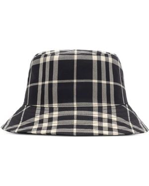 Burberry Check Cotton Bucket Hat - Black