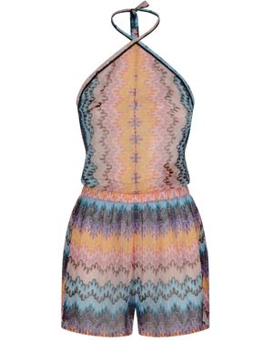Missoni Neckholder-Jumpsuit Mit Zickzackmuster - Blau