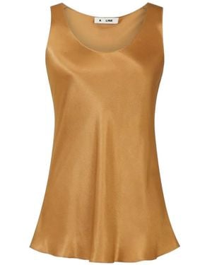 A Line Satin-Finish Scoop-Neck Top - Brown