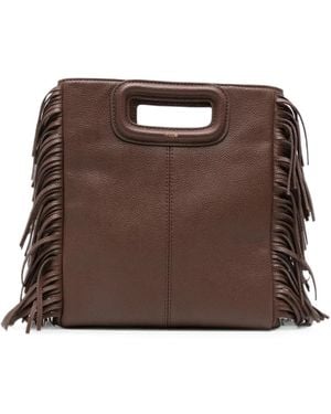 Maje Leren Shopper - Bruin