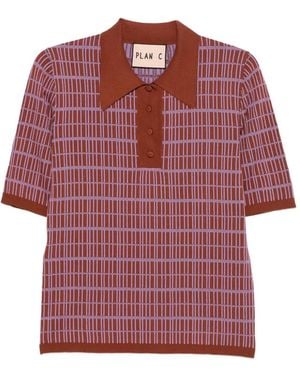 Plan C Striped Polo Shirt - Red
