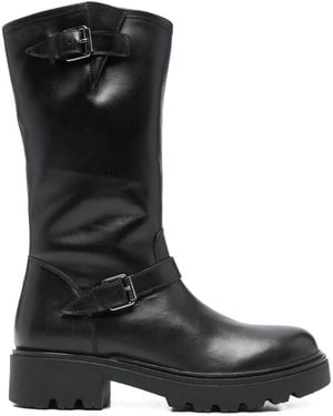 Keys Buckle Strap Boots - Black