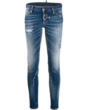 DSquared² Paint Splattered Skinny Jeans - Blue