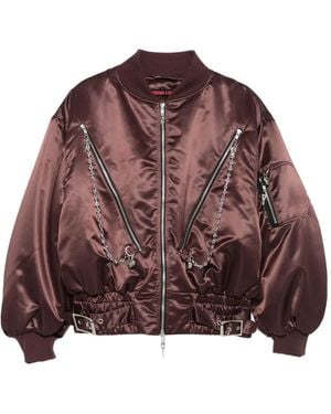 Chopova Lowena Chain-Embellished Bomber Jacket - Brown