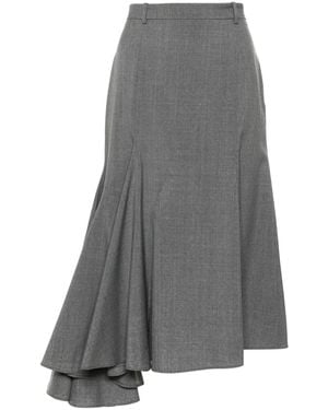 Viktor & Rolf Godet-Detail Wool Asymmetric Skirt - Grey