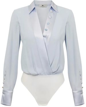 Elisabetta Franchi Satin-Trim Bodysuit - Blue
