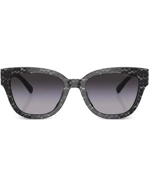 COACH Monogram-Print Square-Frame Sunglasses - Gray