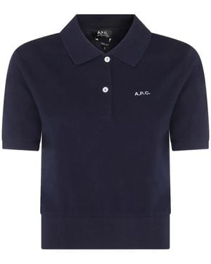 A.P.C. Embroidered-Logo Polo Shirt - Blue