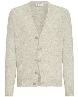 Brunello Cucinelli Alpaca, Kasjmier En Wollen Vest - Wit