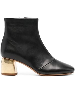 forte_forte Block-Heel Ankle Boots - Black
