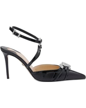 Mach & Mach 95 Mm Double-Heart Court Shoes - Metallic