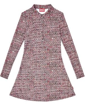 DIESEL Bouclé-Print Mini Shirt Dress - Purple