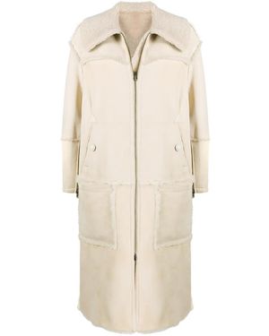 Closed Leather Shearling Coat - Natural