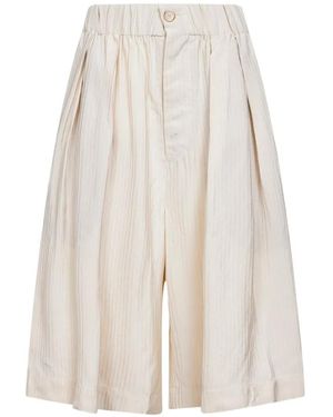 Uma Wang Elasticated-Waist Pleated Shorts - White