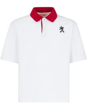 Marni X Slawn & Soldier Contrast-Collar Embroidered Polo Shirt - White