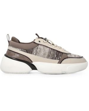Pinko Sequin-Embellished Paneled Sneakers - White