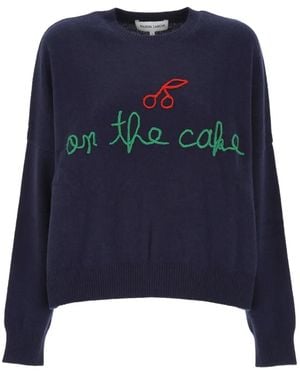 Maison Labiche Buzelin Embroidered Crew-Neck Sweater - Blue