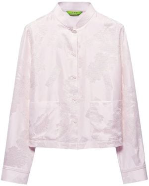Shanghai Tang Jacquard-Bluse Mit Mandarinkragen - Pink