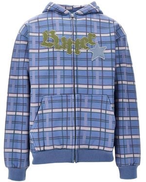 Butter Goods Checked-Pattern Zip-Up Hoodie - Blue
