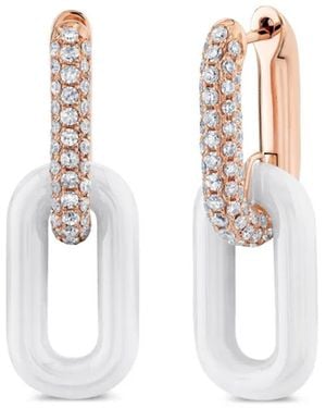 SHAY 18K Rose Cable-Link Diamond Earrings - White